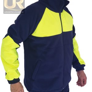 CHAQUETA MICROPOLAR AZUL CON APLICADO VERDE FLUOR