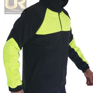 CHAQUETA MICROPOLAR NEGRO CON APLICADO VERDE FLUOR